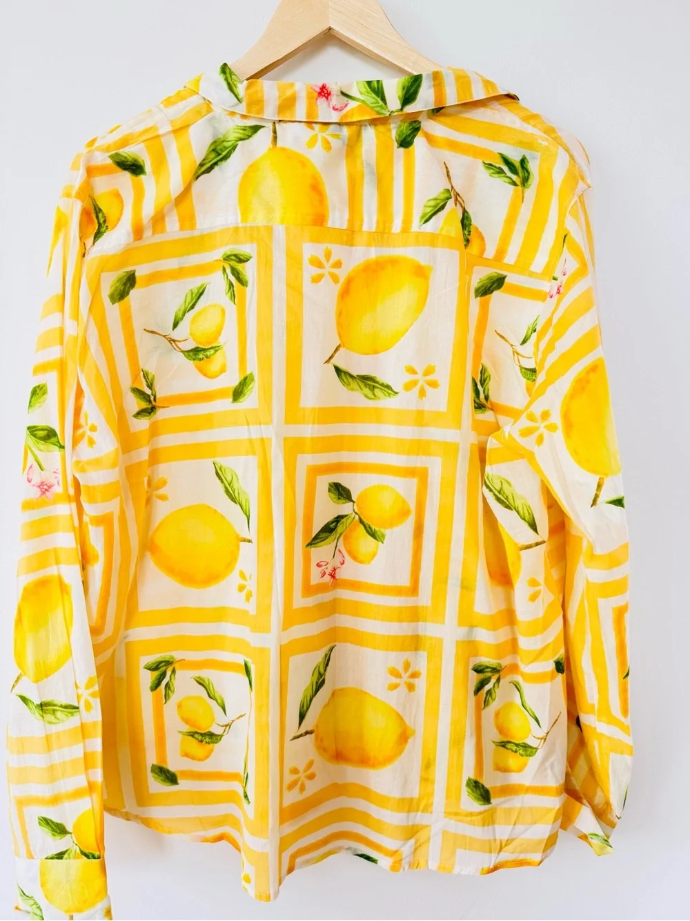 NWT Calypso St. Barth Lemon Print 100% Cotton Button Front Shirt XL Resort - Picture 6 of 8